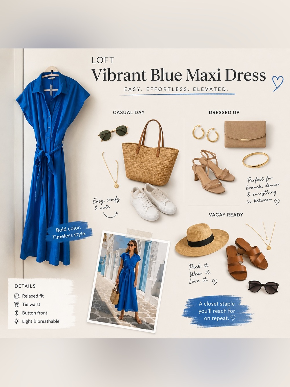 LOFT Vibrant Blue Maxi Dress